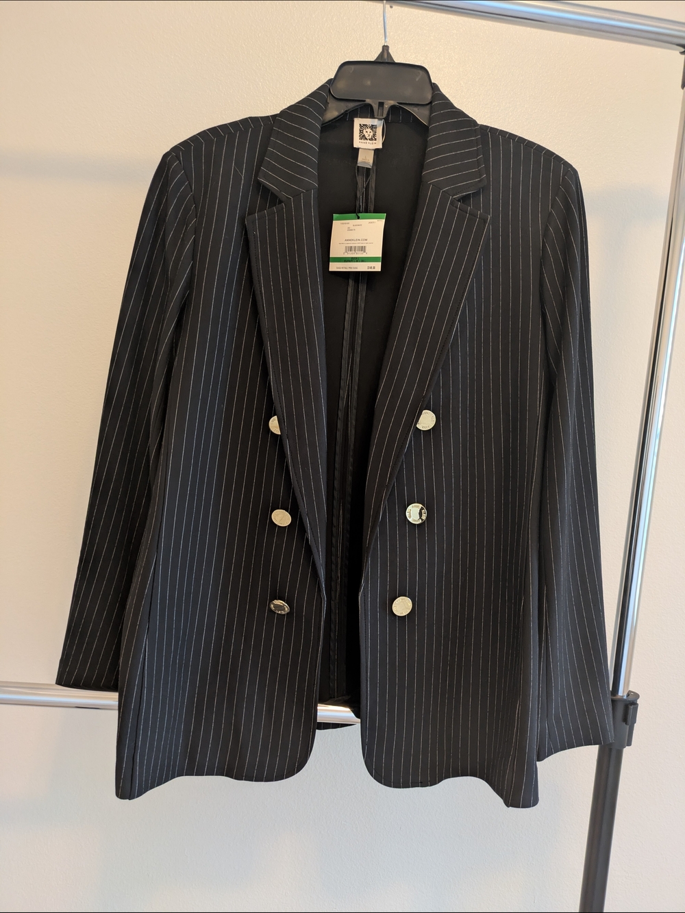 Anne Klein Black Pinstripe Blazer